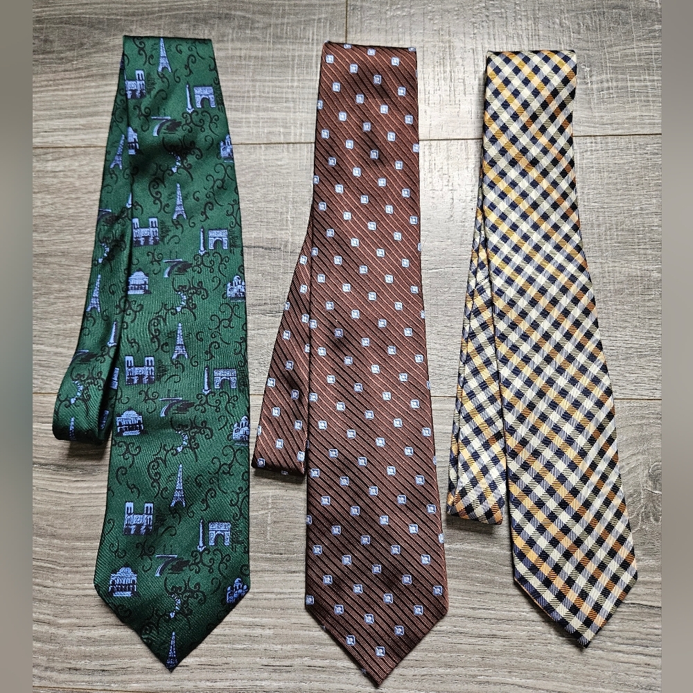 Mens Luxury Chaps Ralph Lauren English Laundry Paris 100% Silk Neck Tie Lot